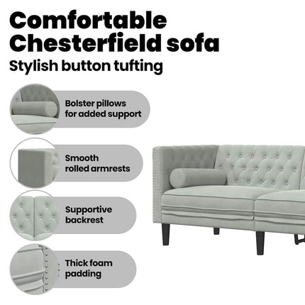 Soffa Ljusgrå 174 x 74,5 x 70,5 cm Sammet