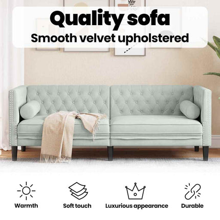 Soffa Ljusgrå 194 x 74,5 x 70,5 cm Sammet