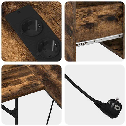 Skrivbord med låda Rökt ek 182 x 101 x 87,5 cm Konstruerat trä