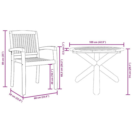 Trädgårdsmöbelset 5 pcs Naturfärg Massivt Akaciaträ