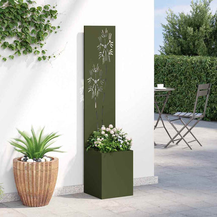 Trädgårds integritetsskärm Blommor Olivgrön 32 x 32 x 150 cm