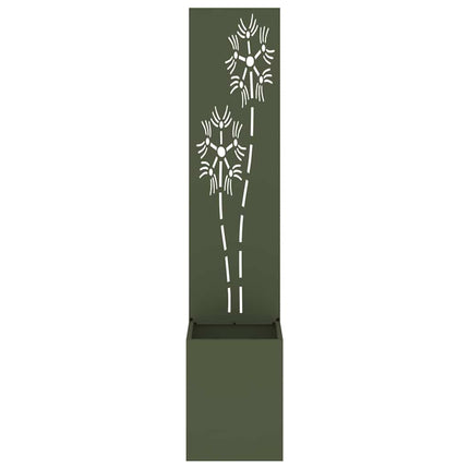 Trädgårds integritetsskärm Blommor Olivgrön 32 x 32 x 150 cm