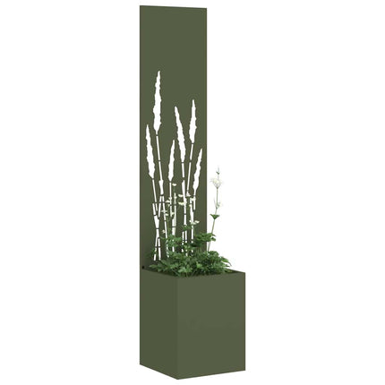 Trädgårds integritetsskärm Olivgrön 32 x 150 cm Kallvalsat stål