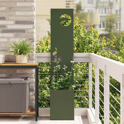 Trädgårds integritetsskärm Olivgrön 32 x 150 cm Kallvalsat stål
