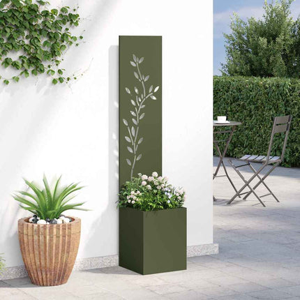 Trädgårds integritetsskärm Blommor Olivgrön 32 x 32 x 150 cm