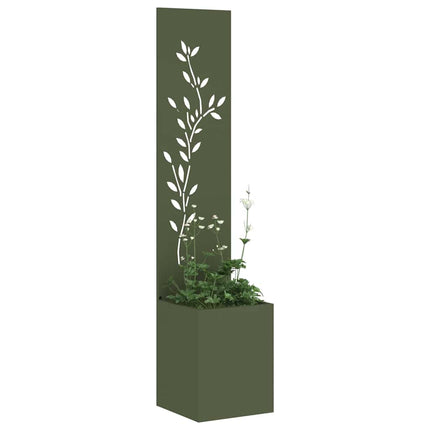 Trädgårds integritetsskärm Blommor Olivgrön 32 x 32 x 150 cm