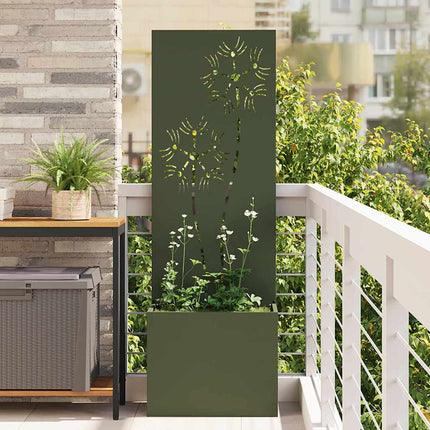 Trädgårds integritetsskärm Olivgrön 50 x 140 cm Kallvalsat stål