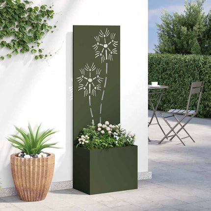 Trädgårds integritetsskärm Olivgrön 50 x 140 cm Kallvalsat stål