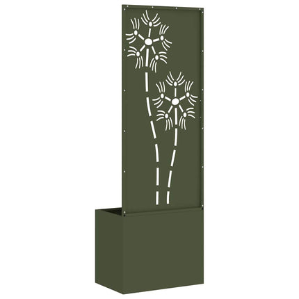 Trädgårds integritetsskärm Blommor Olivgrön 50 x 32 x 150 cm