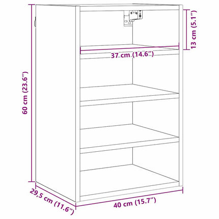 Hängande skåp Svart ek 40 x 29,5 x 60 cm Konstruerat trä