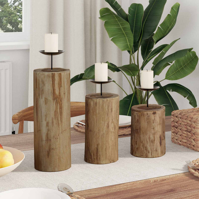 Ljushållare 3 st Naturlig Massivt teakträ