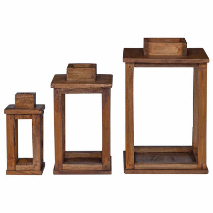Lykta 3 pcs Naturfärg Mahognyträ