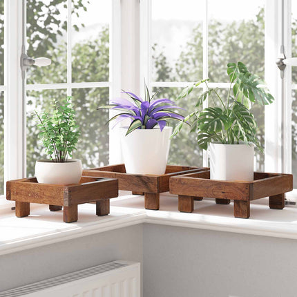 Växtställ 3 pcs Brun Mahognyträ