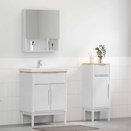 Badrumsmöbelset med låda med hylla FLORO 2 pcs Vit Massiv furu