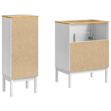 Badrumsmöbelset med låda med hylla FLORO 2 pcs Vit Massiv furu