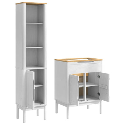 Badrumsmöbelset med hylla med dörr FLORO 2 pcs Vit Massiv furu