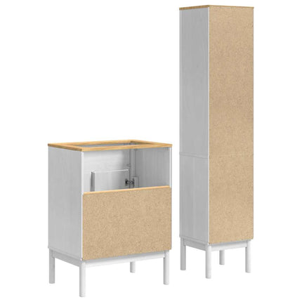 Badrumsmöbelset med hylla med dörr FLORO 2 pcs Vit Massiv furu