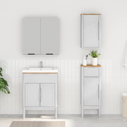 Badrumsmöbelset med låda med hylla FLORO 3 pcs Vit Massiv furu