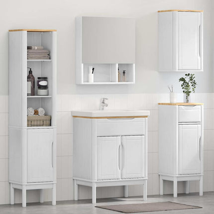 Badrumsmöbelset med låda med hylla FLORO 4 pcs Vit Massiv furu