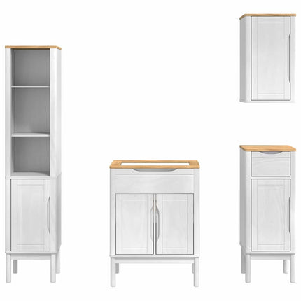 Badrumsmöbelset med låda med hylla FLORO 4 pcs Vit Massiv furu