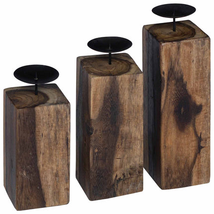 Ljushållare 3 pcs Naturfärg Massivt återvunnet trä