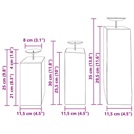 Ljushållare 3 pcs Naturfärg Massivt återvunnet trä
