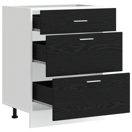 Köksunderskåp Svart Ek 60 x 46 x 81,5 cm Konstruerat trä