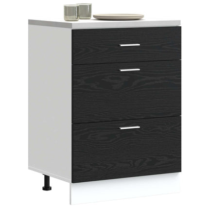 Köksunderskåp Svart Ek 60 x 46 x 81,5 cm Konstruerat trä