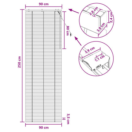 Persienn Vit 90 x 250 cm 35 mm Massivt Paulownia-trä