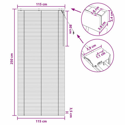 Persienn Vit 115 x 250 cm 35 mm Massivt Paulownia-trä
