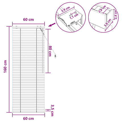 Persienn Svart 60 x 160 cm 35 mm Massivt Paulownia-trä