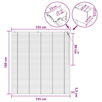 Persienn Svart 155 x 160 cm 35 mm Massivt Paulownia-trä