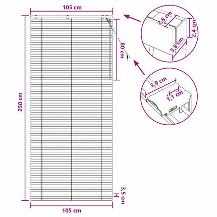 Persienn Svart 105 x 250 cm 35 mm Massivt Paulownia-trä