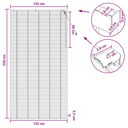 Persienn Svart 135 x 250 cm 35 mm Massivt Paulownia-trä