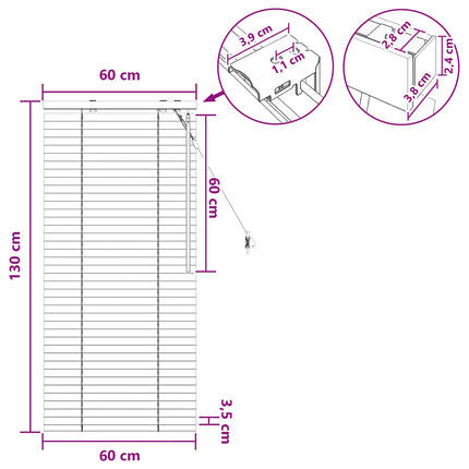 Persienn Mörkbrun 60 x 130 cm 35 mm Massivt Paulownia-trä