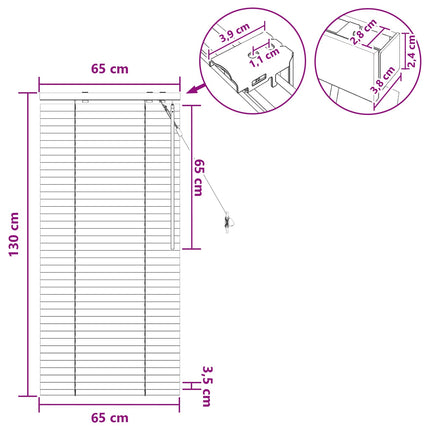 Persienn Mörkbrun 65 x 130 cm 35 mm Massivt Paulownia-trä