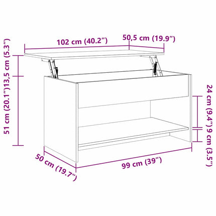 Kaffeebord Gammalt trä 80 x 50,5 x 41,5 cm Konstruerat trä