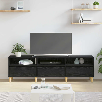 TV-skåp med låda Svart Ek 150 x 30 x 45 cm Konstruerat trä