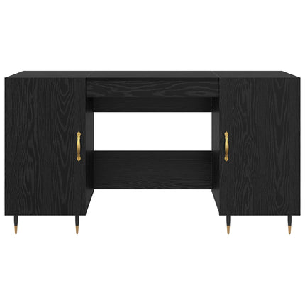 Skrivbord med hylla Svart ek 140 x 50 x 75 cm Konstruerat trä