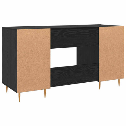 Skrivbord med hylla Svart ek 140 x 50 x 75 cm Konstruerat trä