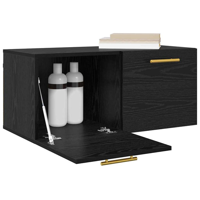 Väggskåp 80 x 36.5 x 35 cm Konstruerat trä Svart ek