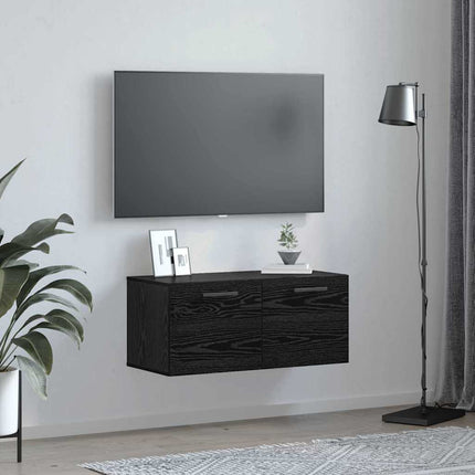 Väggskåp Svart ek 80 x 36.5 x 35 cm Konstruerat trä