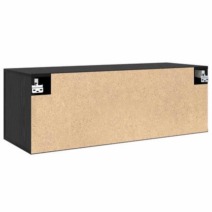 Väggmonterat skåp 100 x 36,5 x 35 cm Konstruerat trä Svart Ek