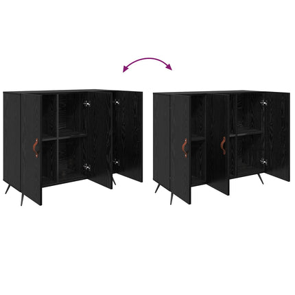 Sideboard Svart Ek 89,5 x 34 x 80 cm Konstruerat trä