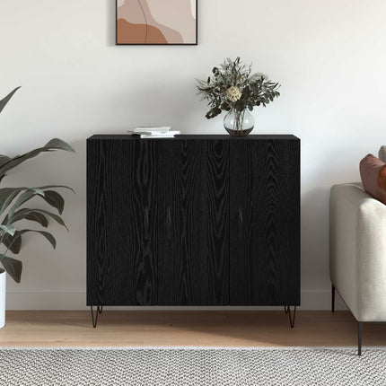 Sideboard Svart Ek 90 x 32,5 x 80 cm Konstruerat trä