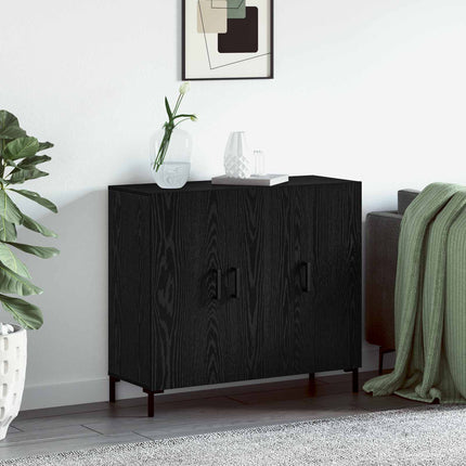 Sideboard Svart Ek 90 x 34 x 80 cm Konstruerat trä