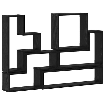 Vägg hylla Väggmonterat Svart Ek 96 x 12 x 64 cm