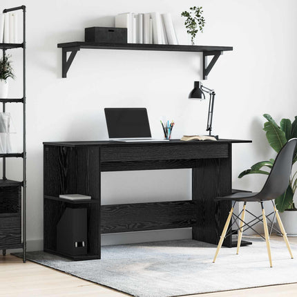 Skrivbord med hylla Svart ek 140 x 50 x 75 cm Konstruerat trä