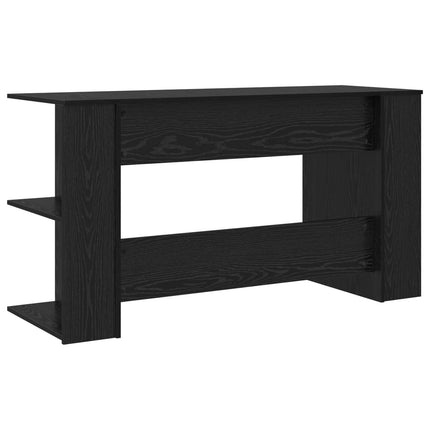 Skrivbord med hylla Svart ek 140 x 50 x 75 cm Konstruerat trä