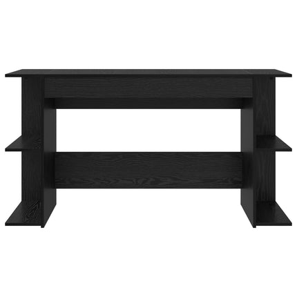 Skrivbord med hylla Svart ek 140 x 50 x 75 cm Konstruerat trä